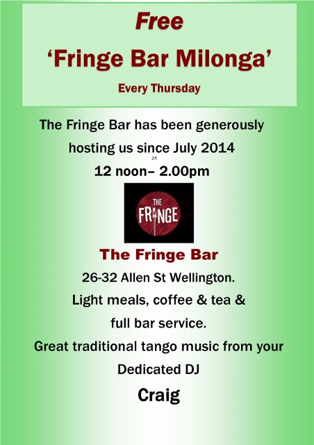 Free Lunchtime Milonga @ the Fringe Bar 2026 at Fringe Bar